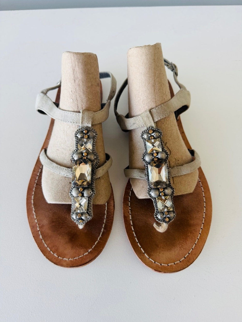 Miss Albright Anthropologie Jeweled Leather Sandals Size 8